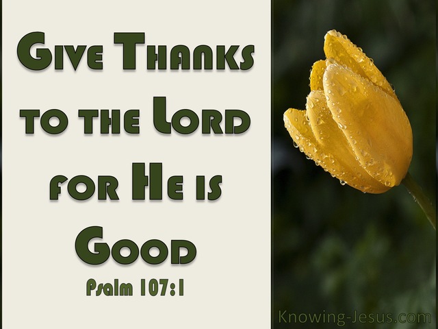Psalm 107:1 Give Thanks To The Lord (yellow)